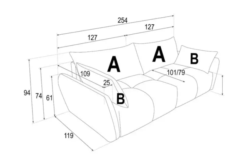 Canapea extensibila ALIA cu lada pentru depozitare; personalizabila 254x119cm