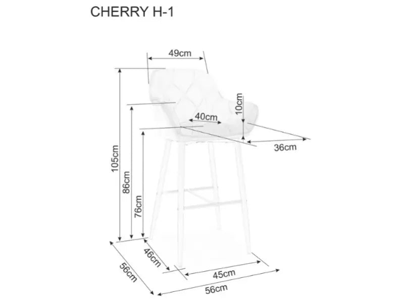 Scaun pentru bar grey CHERRY VELVET H-1