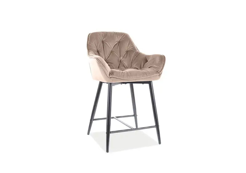Scaun pentru bar bej CHERRY H-2 VELVET