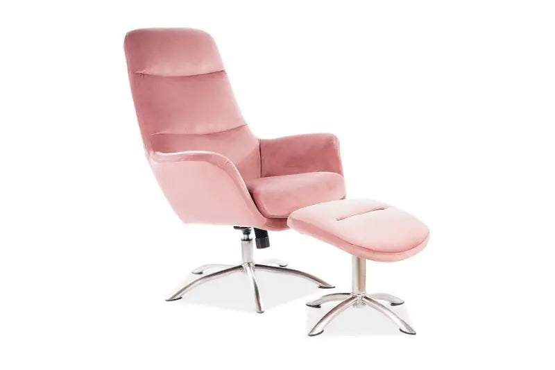 Fotoliu cu taburet pink NIXON VELVET