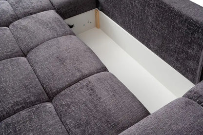 Coltar extensibil TAREMI MINI cu lada pentru depozitare; personalizabil 267x175cm