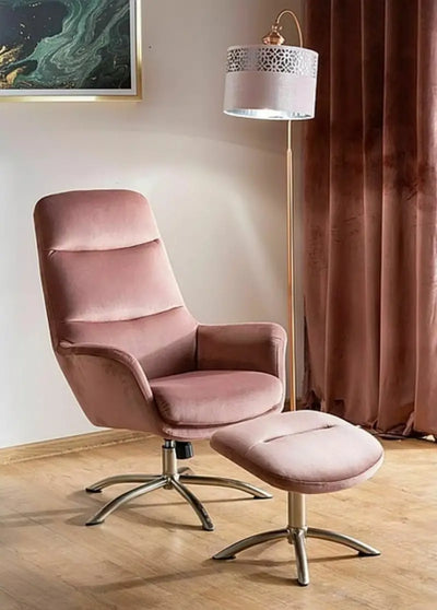 Fotoliu cu taburet pink NIXON VELVET