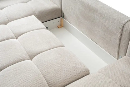 Coltar extensibil FELIPE U cu lada pentru depozitare; personalizabil 182x356x222cm