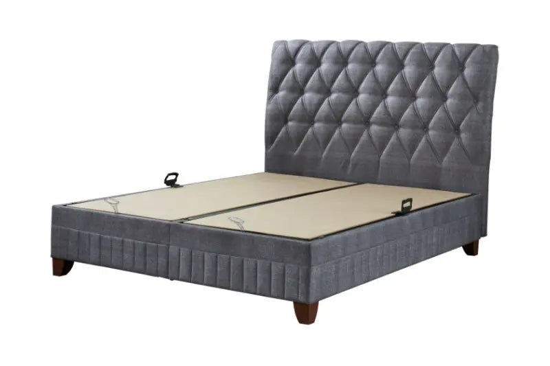 Pat tapitat cu saltea si spatiu pentru depozitare COMFORT (160x200cm) grey