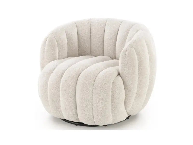 Fotoliu rotativ cozy cu design curbat FRASER material textil crem 82x83xH65cm