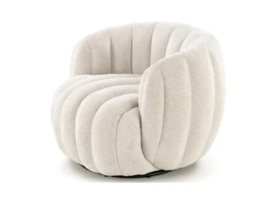 Fotoliu rotativ cozy cu design curbat FRASER material textil crem 82x83xH65cm