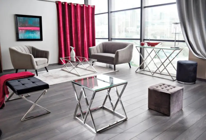 Taburet grey LORI VELVET