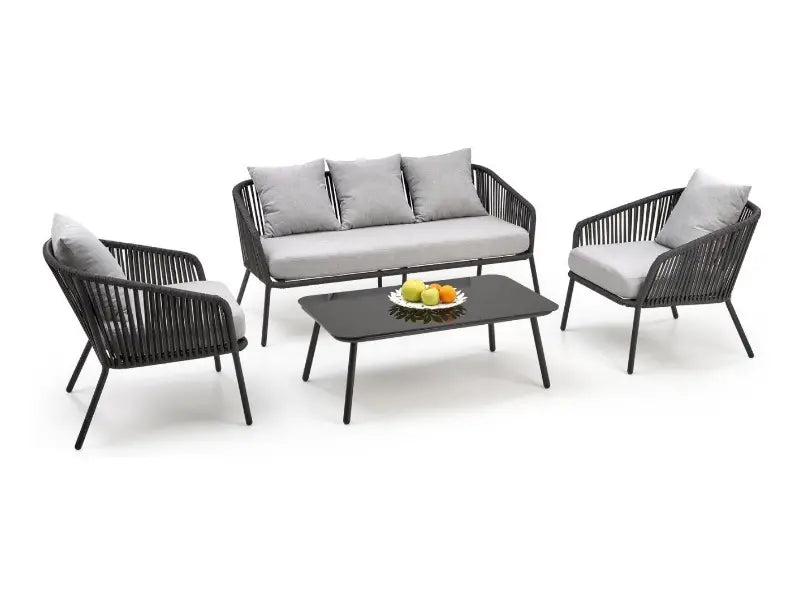 Set banca + 2 fotolii + masuta pentru gradina ROCCA