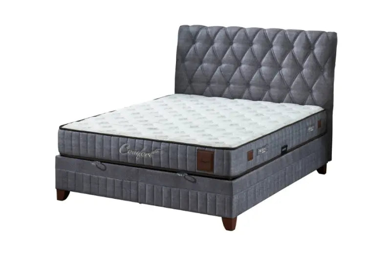 Pat tapitat cu saltea si spatiu pentru depozitare COMFORT (160x200cm) grey