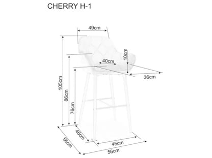Scaun pentru bar grey CHERRY VELVET H-1