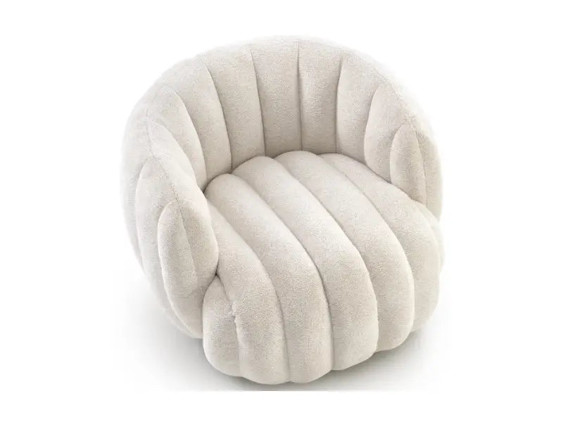 Fotoliu rotativ cozy cu design curbat FRASER material textil crem 82x83xH65cm